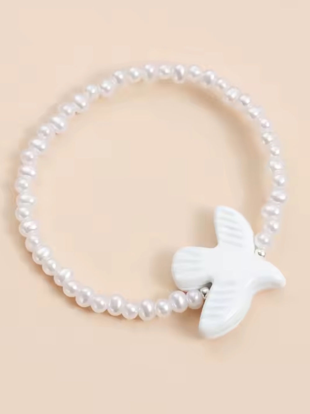 Kohl's White Pearl Bead Bracelet with Dove Accent